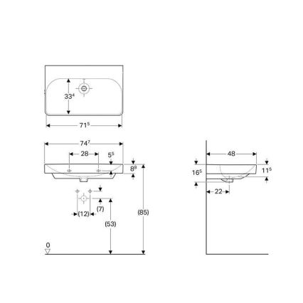 Geberit 500.249.00.2 - Umywalka wisząca Smyle Square 75x48 cm ceramika/biały