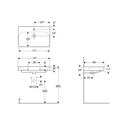 Geberit 500.249.01.1 - Wisząca umywalka Smyle Square 75x48 cm ceramika/biała