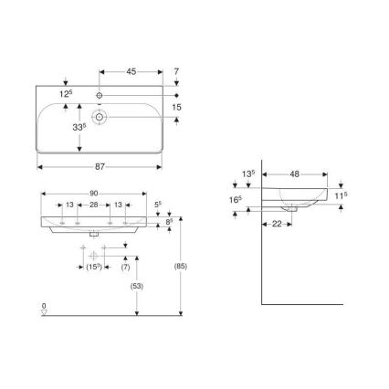Geberit 500.251.01.1 - Umywalka wisząca Smyle Square 90x48 cm ceramika/biała
