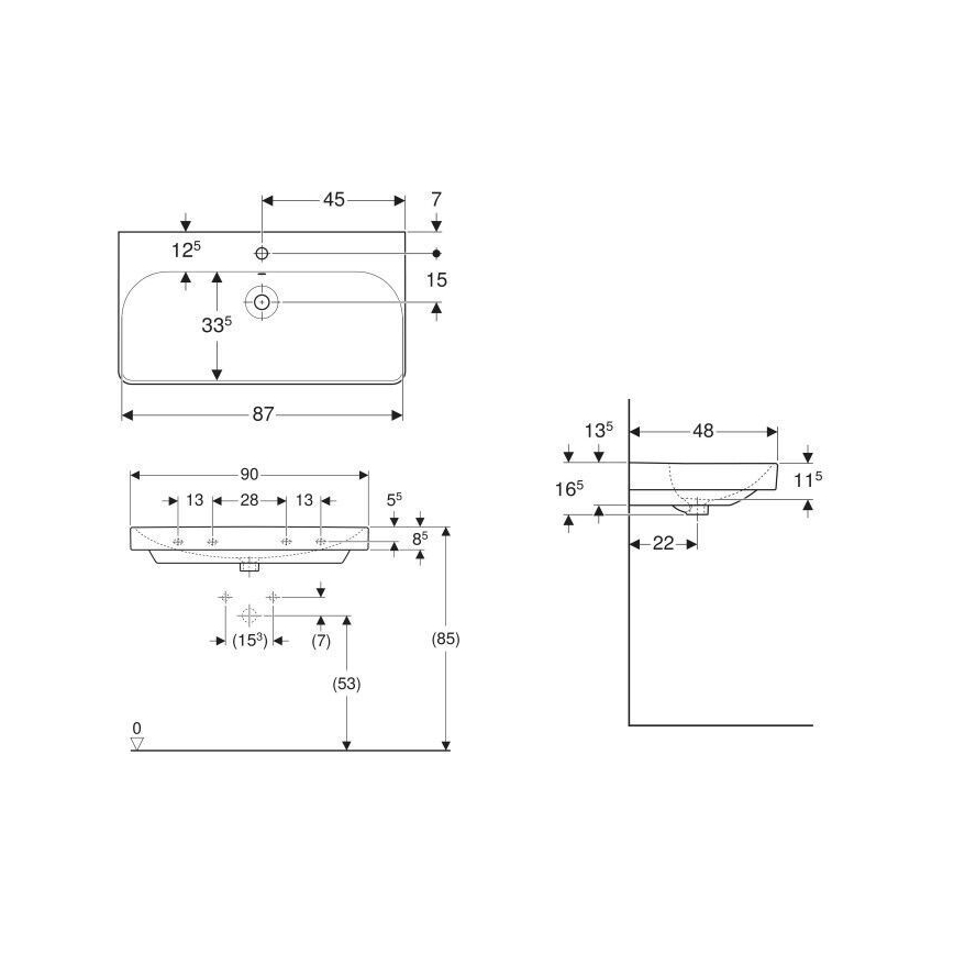 Geberit 500.251.01.1 - Umywalka wisząca Smyle Square 90x48 cm ceramika/biała