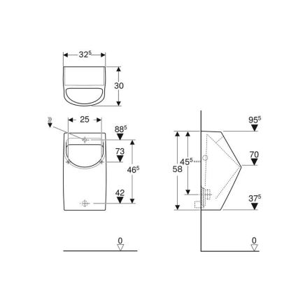 Geberit 500.254.01.1 - Pisuar Smyle, przyłącze tylne, odpływ tylny, ceramika/biały
