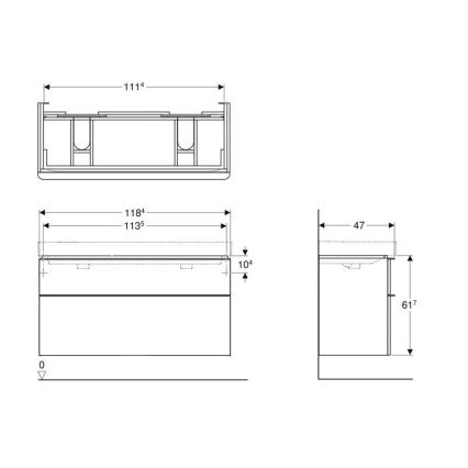 Geberit 500.356.00.1 - Szafka łazienkowa pod podwójną umywalkę Smyle Square 61,7x118,4 cm biała