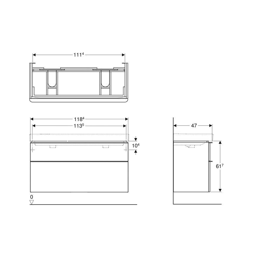 Geberit 500.356.00.1 - Szafka łazienkowa pod podwójną umywalkę Smyle Square 61,7x118,4 cm biała