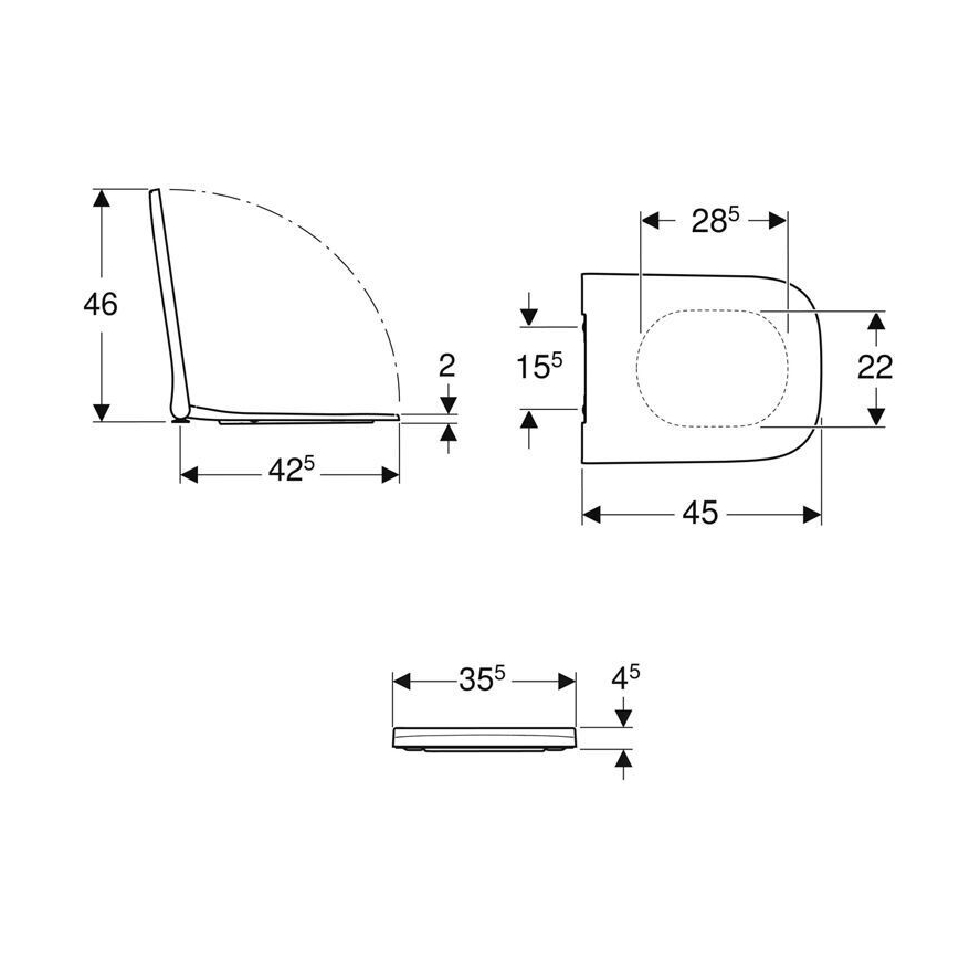 Geberit 500.687.01.1 - Deska sedesowa SoftClose Smyle Square duroplast/biała