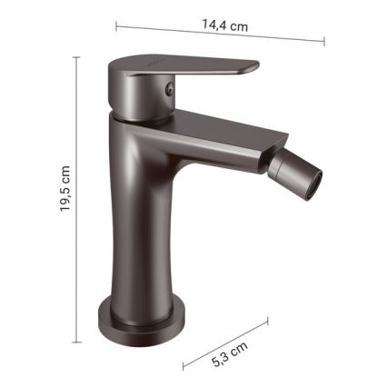 Gedy - Bateria bidetowa COMO 19,5 cm szary metalik
