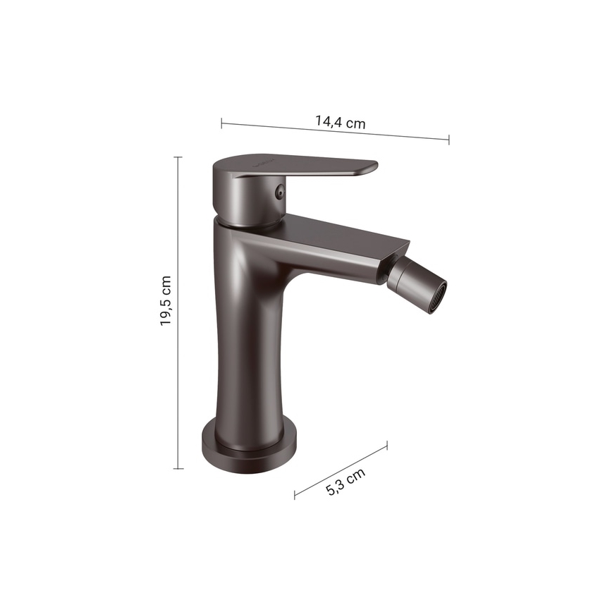 Gedy - Bateria bidetowa COMO 19,5 cm szary metalik