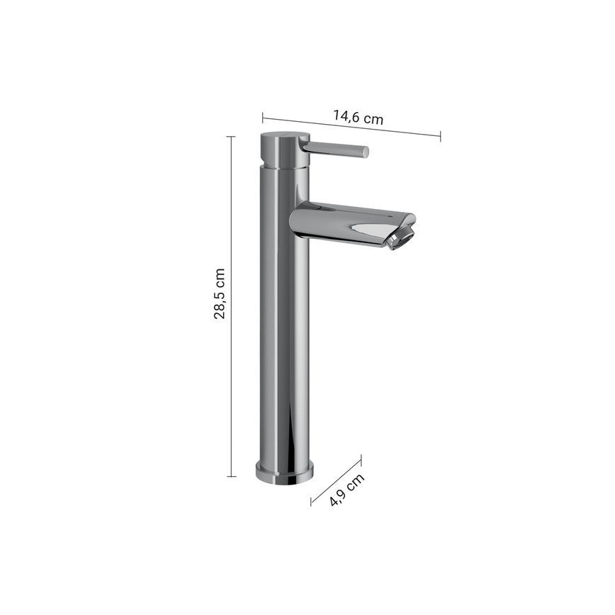 Gedy - Bateria umywalkowa ALTO HIGH 28,5 cm chrom błyszczący