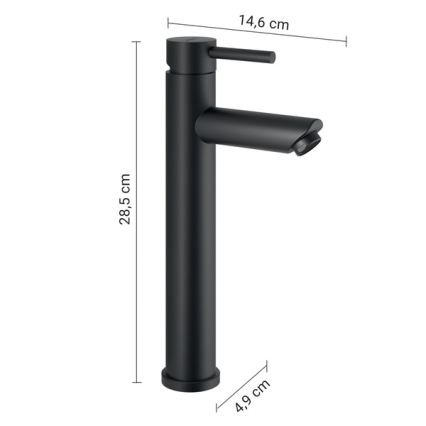 Gedy - Bateria umywalkowa ALTO HIGH 28,5 cm czarny mat