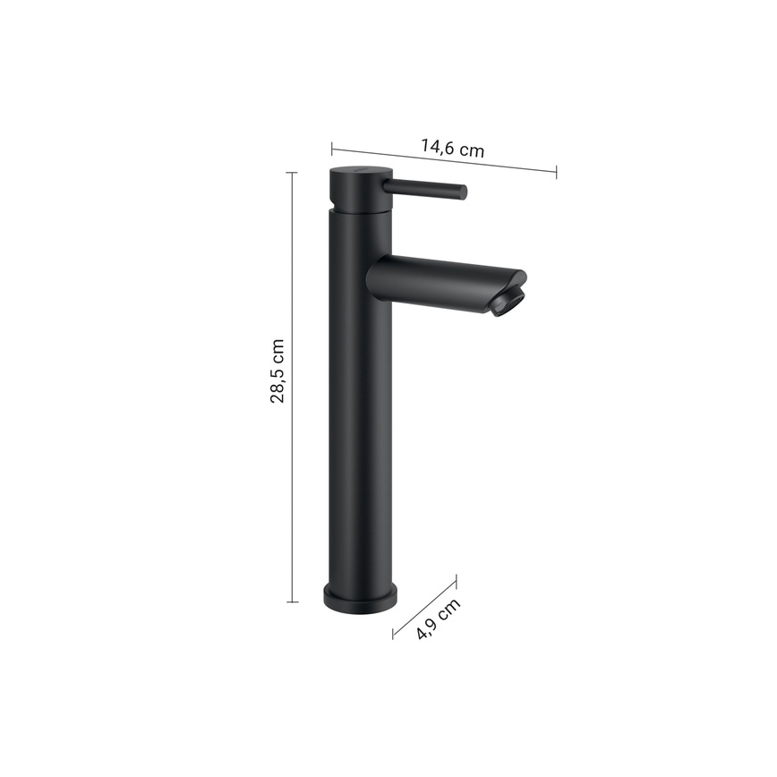 Gedy - Bateria umywalkowa ALTO HIGH 28,5 cm czarny mat