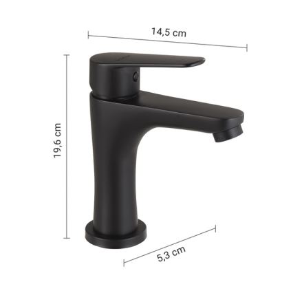 Gedy - bateria umywalkowa COMO 19,6 cm, czarny mat