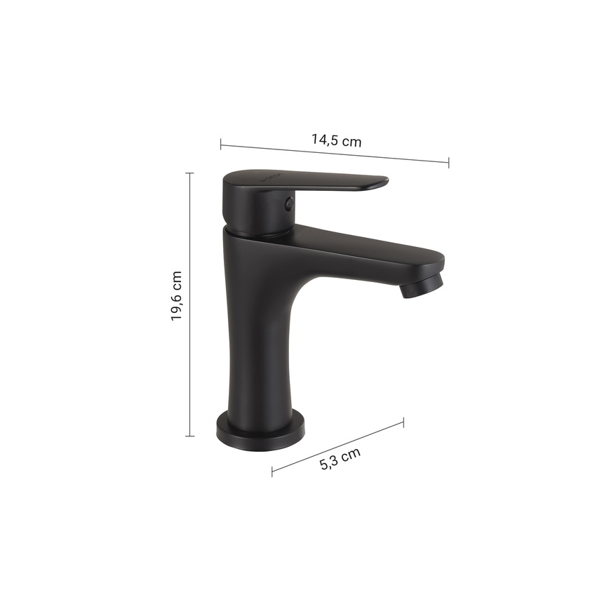Gedy - bateria umywalkowa COMO 19,6 cm, czarny mat