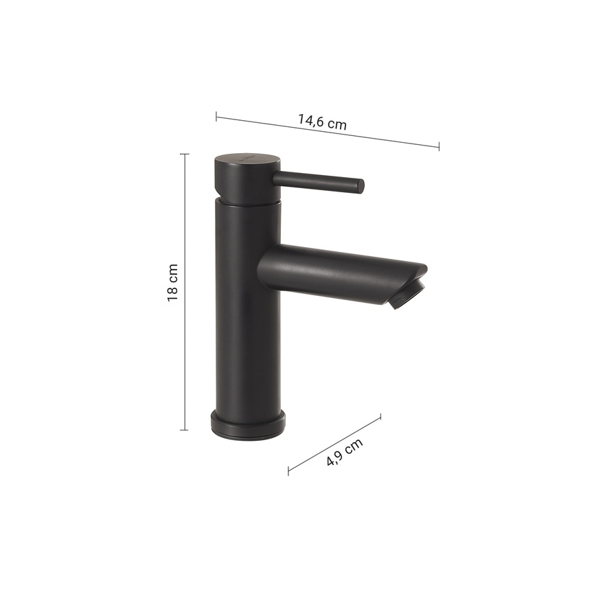 Gedy - Bateria umywalkowa GARDA 18 cm, czarny mat