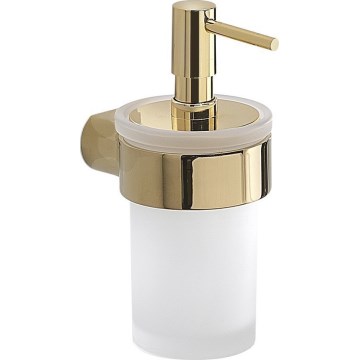 Gedy - Dozownik mydła ścienny PIRENEI 110 ml szkło mleczne/złoty