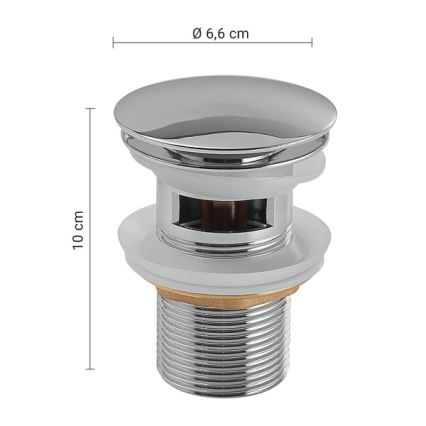Gedy - Korek umywalkowy Click-Clack, śr. 6,6 cm, chrom błyszczący