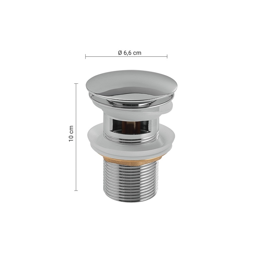 Gedy - Korek umywalkowy Click-Clack, śr. 6,6 cm, chrom błyszczący