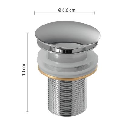Gedy - Korek umywalkowy CLICK-CLACK, śr. 6,6 cm, chrom błyszczący