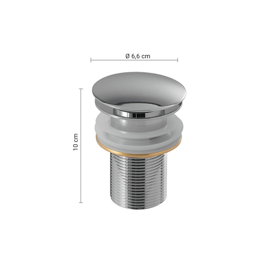 Gedy - Korek umywalkowy CLICK-CLACK, śr. 6,6 cm, chrom błyszczący