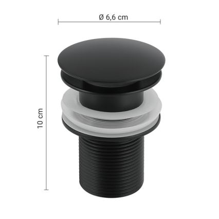 Gedy - Korek umywalkowy CLICK-CLACK, średnica 6,6 cm, matowa czerń