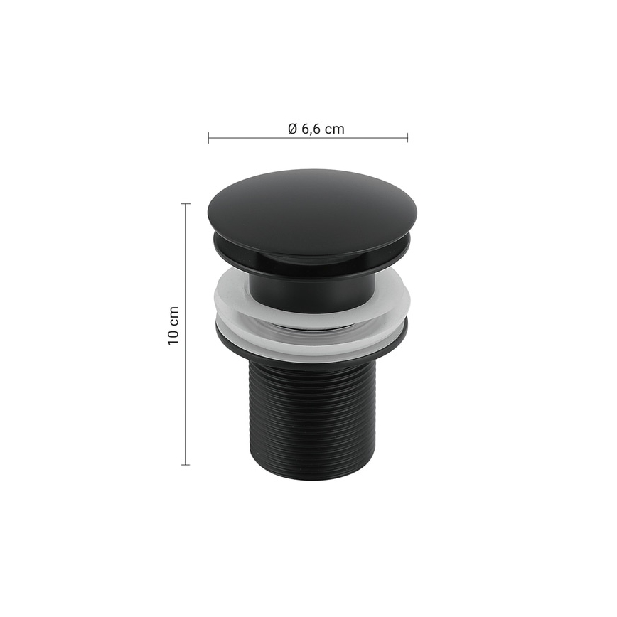 Gedy - Korek umywalkowy CLICK-CLACK, średnica 6,6 cm, matowa czerń