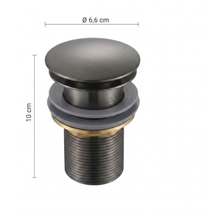 Gedy - Korek umywalkowy CLICK-CLACK, średnica 6,6 cm, metaliczny szary
