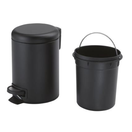 Gedy - Kosz na śmieci POTTY 3 l z miękkim domykiem, czarny matowy