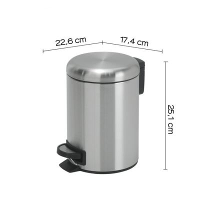 Gedy - Kosz na śmieci POTTY 3 l z miękkim zamykaniem, stal nierdzewna