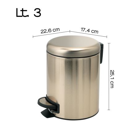Gedy - Kosz na śmieci POTTY 3 l z systemem cichego domykania matowe złoto