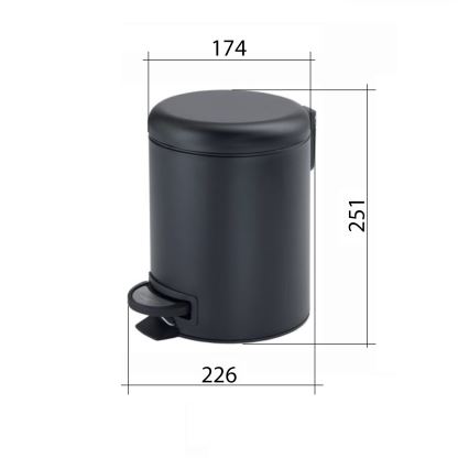 Gedy - Kosz na śmieci POTTY 3 l z systemem cichego zamykania, metaliczny szary