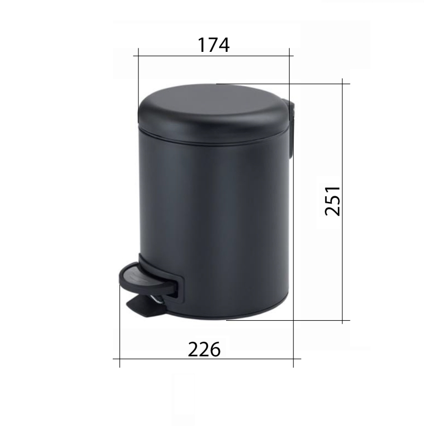 Gedy - Kosz na śmieci POTTY 3 l z systemem cichego zamykania, metaliczny szary