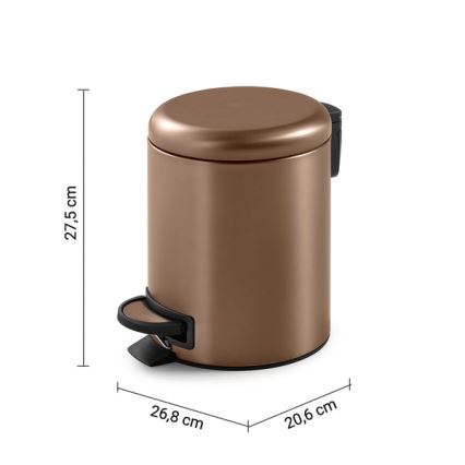 Gedy - Kosz na śmieci POTTY 5 l, ciche domykanie, brązowy