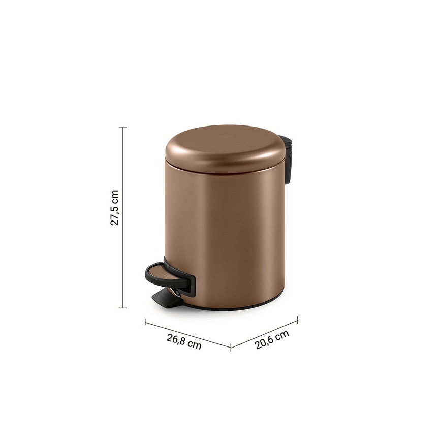 Gedy - Kosz na śmieci POTTY 5 l, ciche domykanie, brązowy