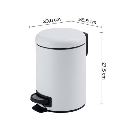 Gedy - Kosz na śmieci POTTY 5 l z miękkim domykaniem, biały