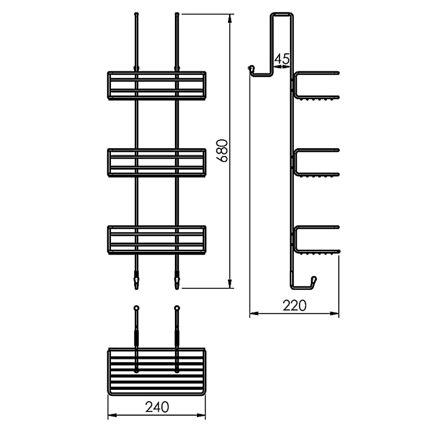 Gedy - Półka ścienna do prysznica CHROM LINE 68x24 cm błyszczący chrom