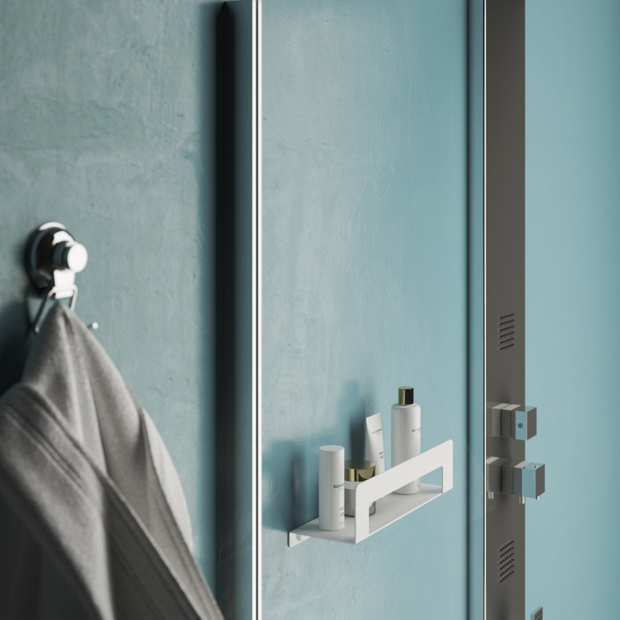 Gedy - Półka z wieszakiem na ręczniki CLEO 30 cm matowa biała