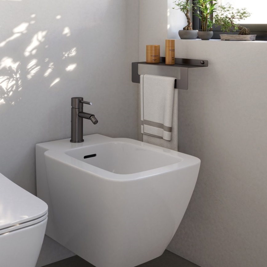 Gedy - Półka z wieszakiem na ręczniki CLEO 30 cm, metaliczny szary