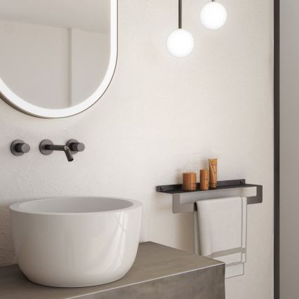 Gedy - Półka z wieszakiem na ręczniki CLEO 30 cm, metaliczny szary