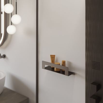 Gedy - Półka z wieszakiem na ręczniki CLEO 30 cm, metaliczny szary