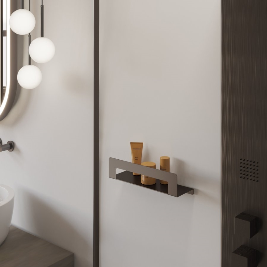 Gedy - Półka z wieszakiem na ręczniki CLEO 30 cm, metaliczny szary