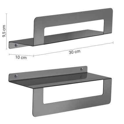Gedy - Półka z wieszakiem na ręczniki CLEO 30 cm, metaliczny szary