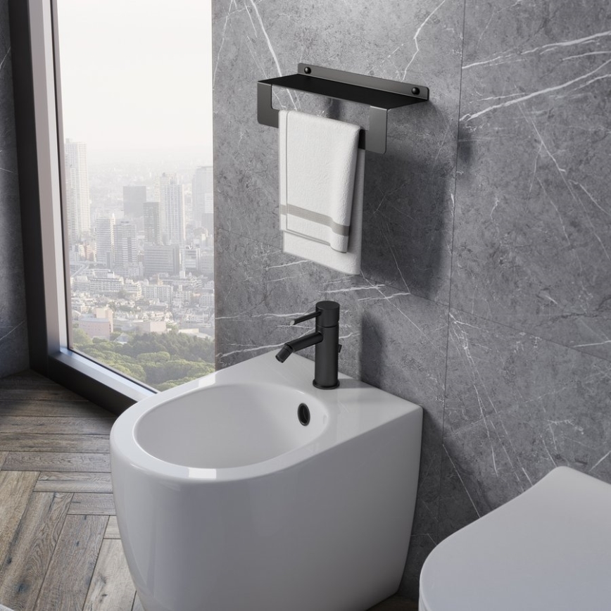 Gedy - Półka z wieszakiem na ręczniki CLEO 50 cm czarny mat