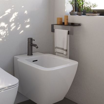 Gedy - Półka z wieszakiem na ręczniki CLEO 50 cm szary metalik