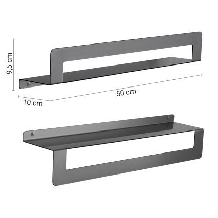 Gedy - Półka z wieszakiem na ręczniki CLEO 50 cm szary metalik