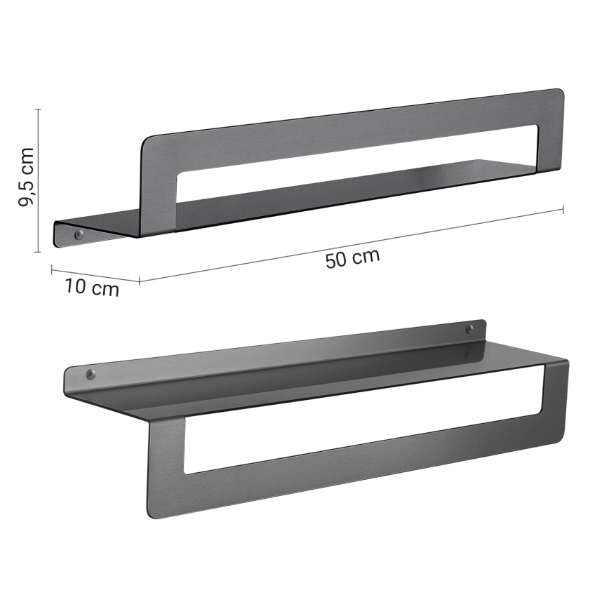 Gedy - Półka z wieszakiem na ręczniki CLEO 50 cm szary metalik