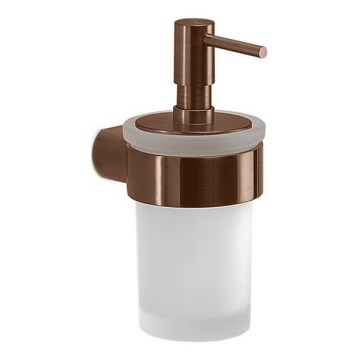 Gedy - Ścienny dozownik mydła PIRENEI 140 ml mleczne szkło/brązowy
