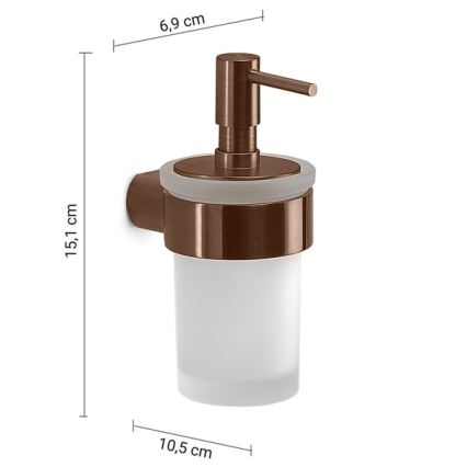 Gedy - Ścienny dozownik mydła PIRENEI 140 ml mleczne szkło/brązowy