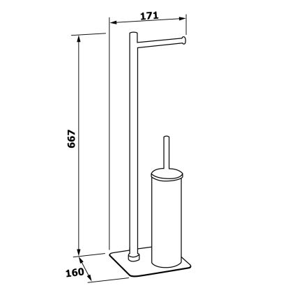 Gedy - Stojąca szczotka do WC z uchwytem na rolkę papieru toaletowego FLORI, chrom błyszczący