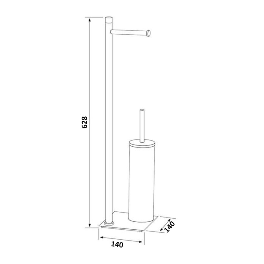 Gedy - Stojąca szczotka WC z uchwytem na papier toaletowy TRILLY, biały mat