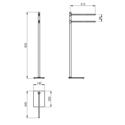 Gedy - Stojak na ręczniki TRILLY 83,5 cm metaliczny szary