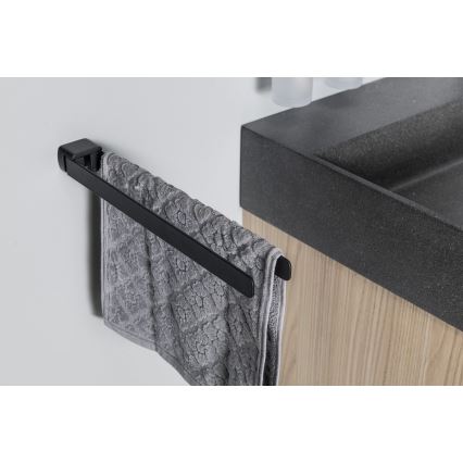 Gedy - Wieszak na ręcznik ścienny obrotowy PIRENEI 36 cm matowy czarny