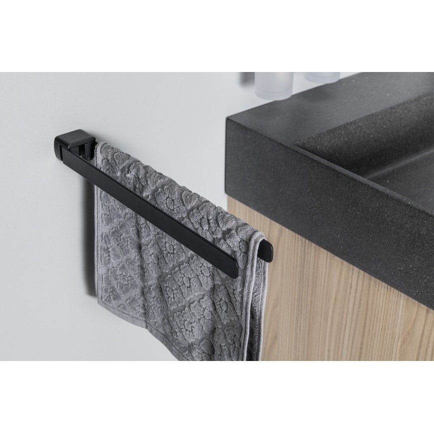Gedy - Wieszak na ręcznik ścienny obrotowy PIRENEI 36 cm matowy czarny